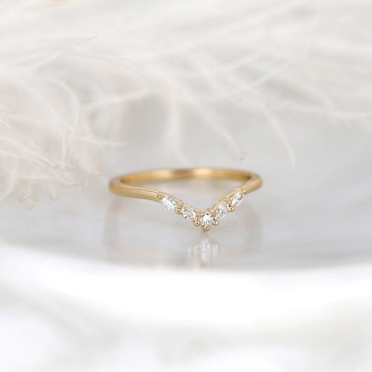 0.15 TCW Marquise & Round Curved Moissanite Wedding Band