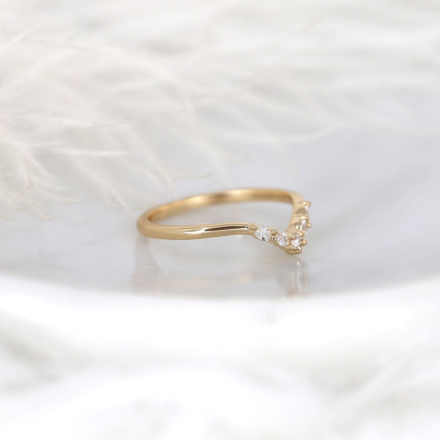 0.15 TCW Marquise & Round Curved Moissanite Wedding Band