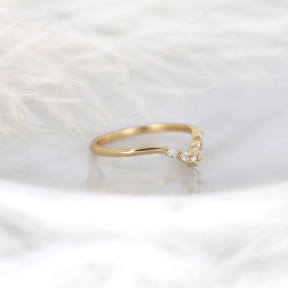 0.15 TCW Marquise & Round Curved Moissanite Wedding Band