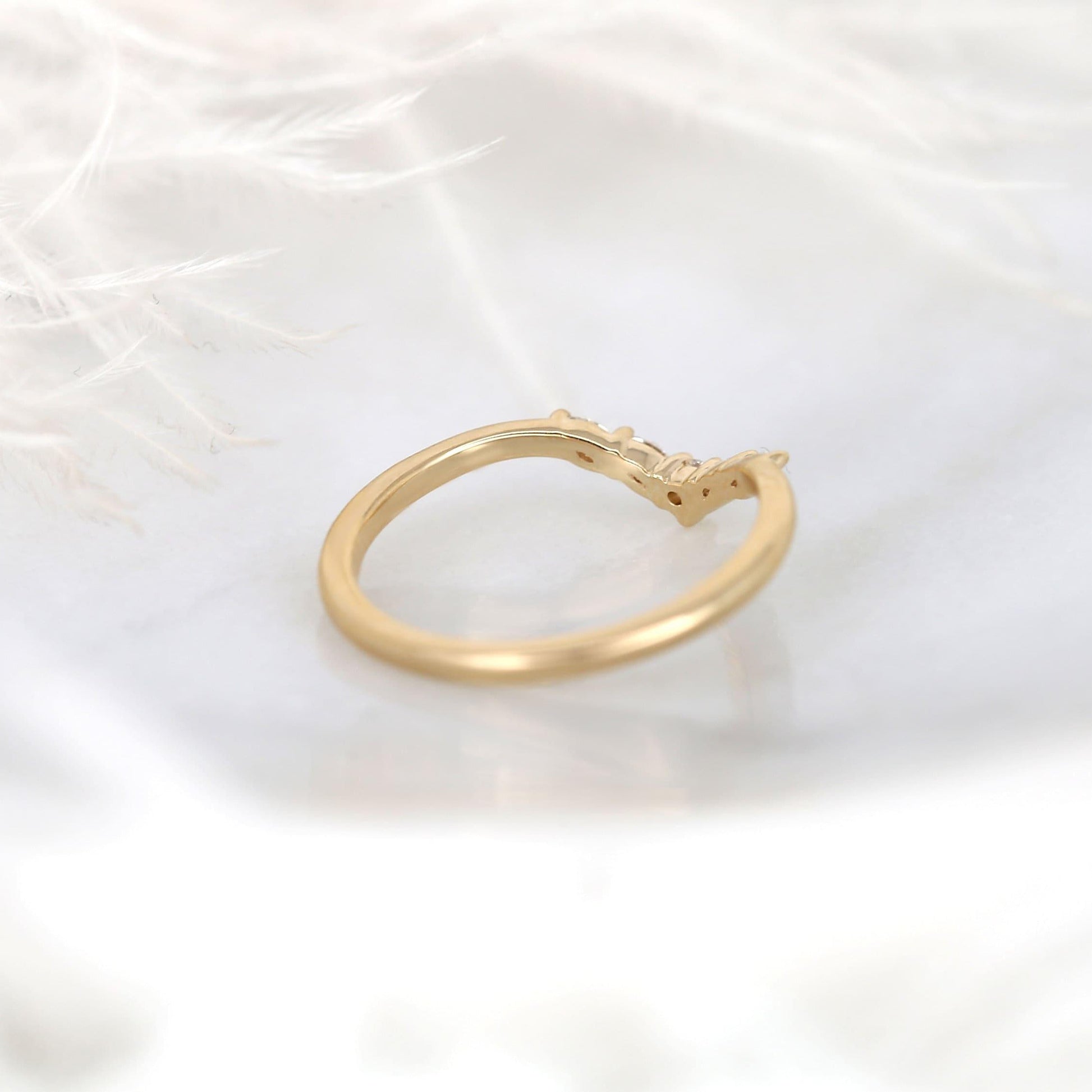 0.15 TCW Marquise & Round Curved Moissanite Wedding Band
