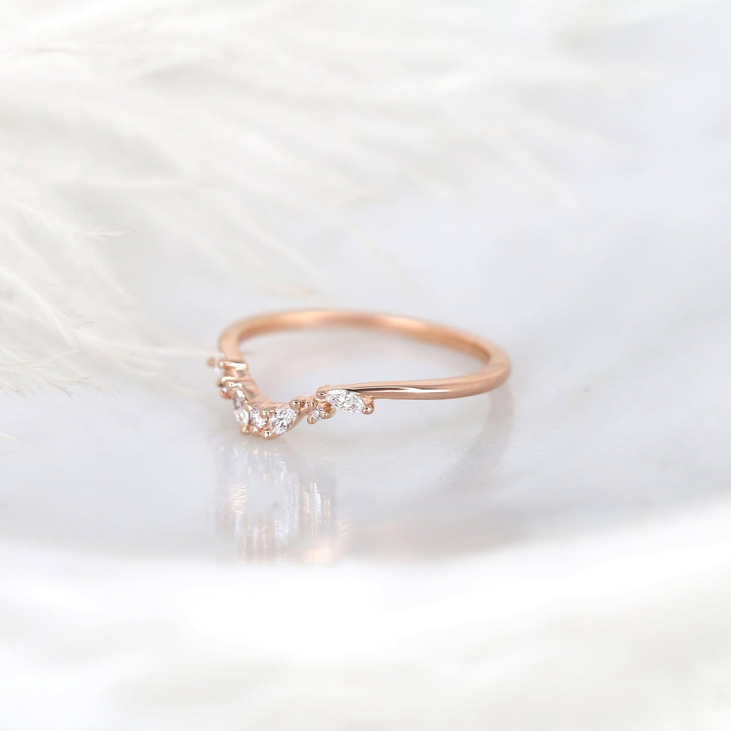 0.15 TCW Marquise & Round Curved Moissanite Wedding Band