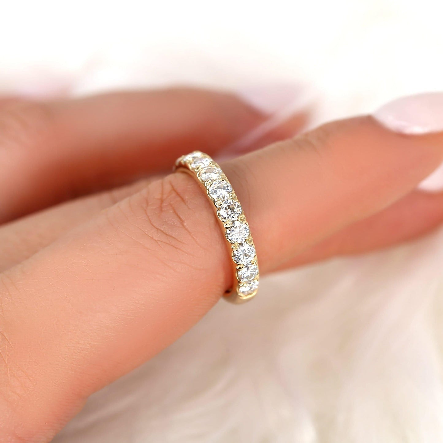 1.17 TCW Oval Half Eternity Moissanite Wedding Band