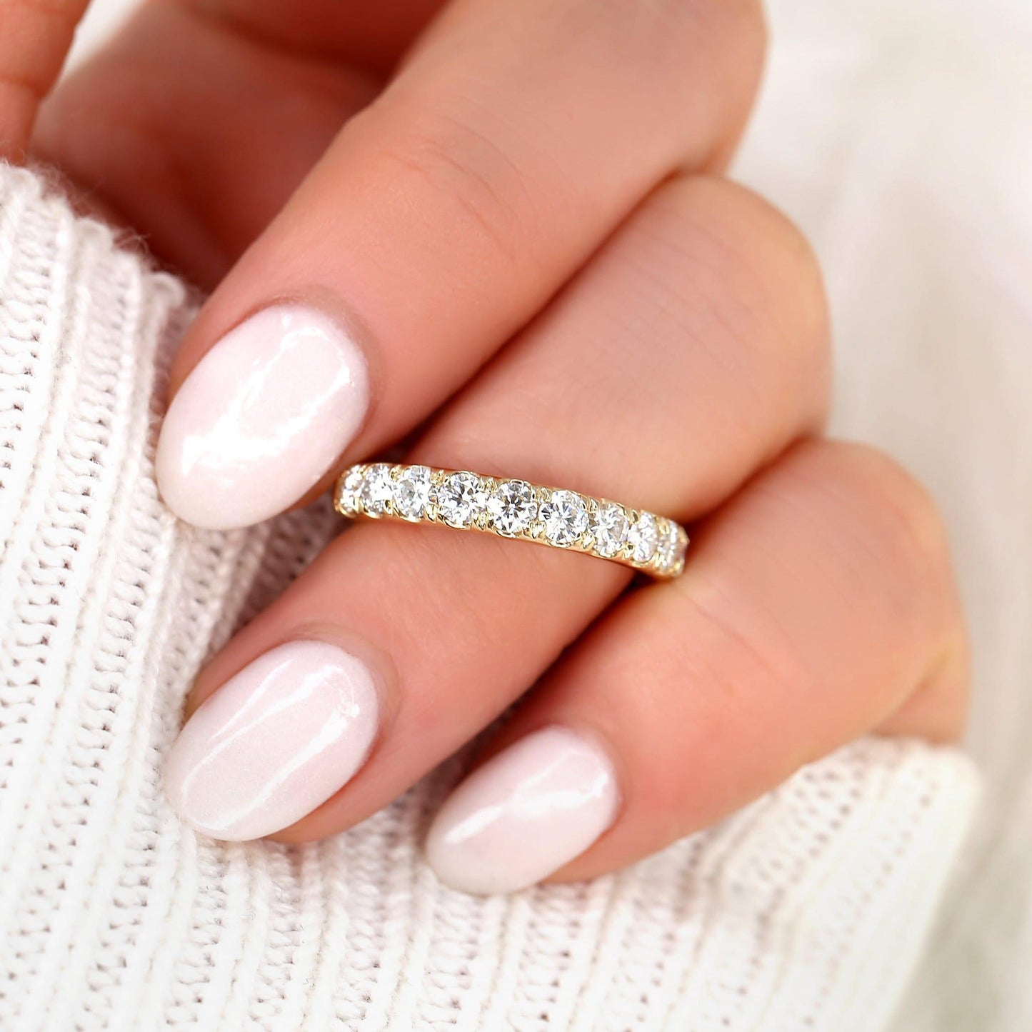 1.17 TCW Oval Half Eternity Moissanite Wedding Band