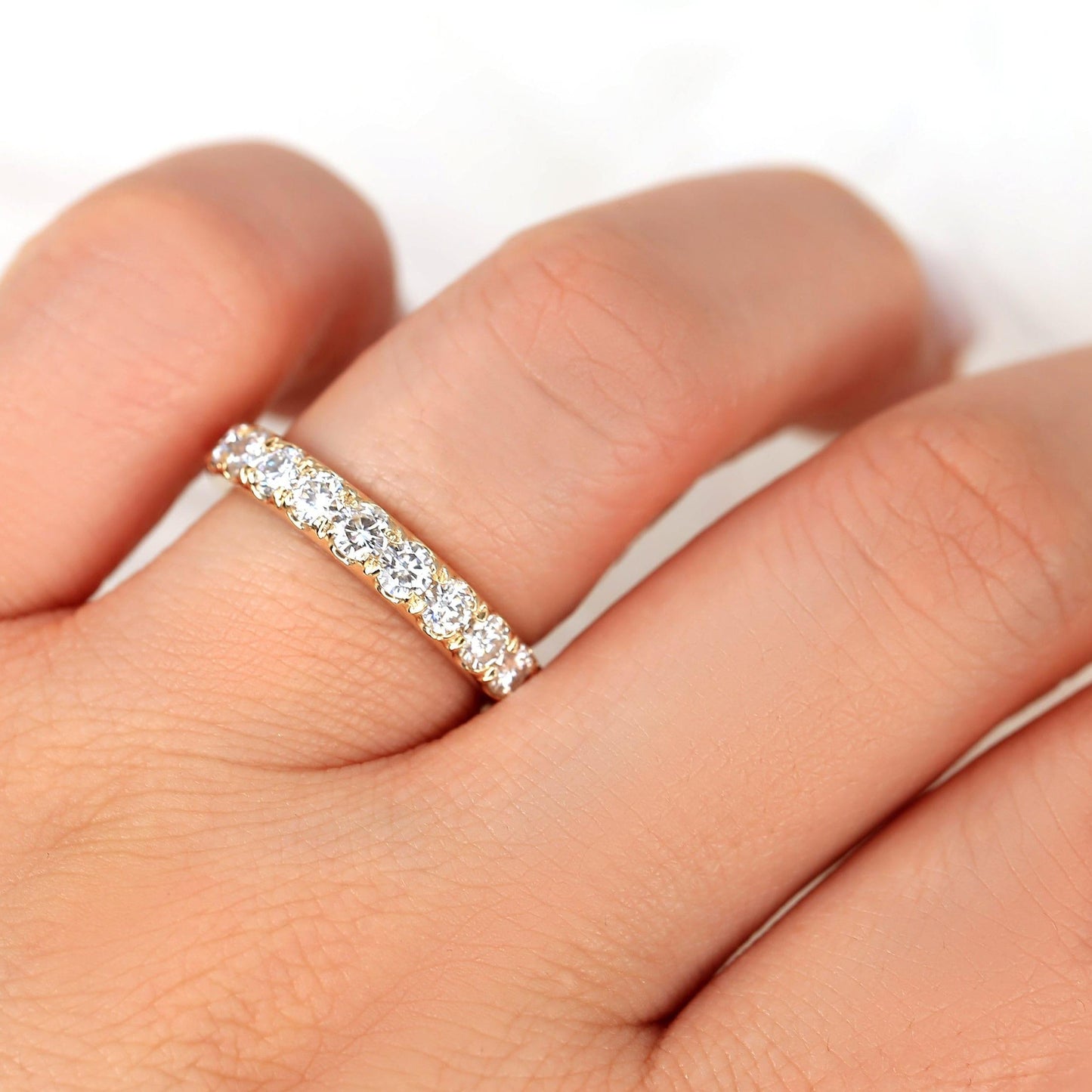 1.17 TCW Oval Half Eternity Moissanite Wedding Band