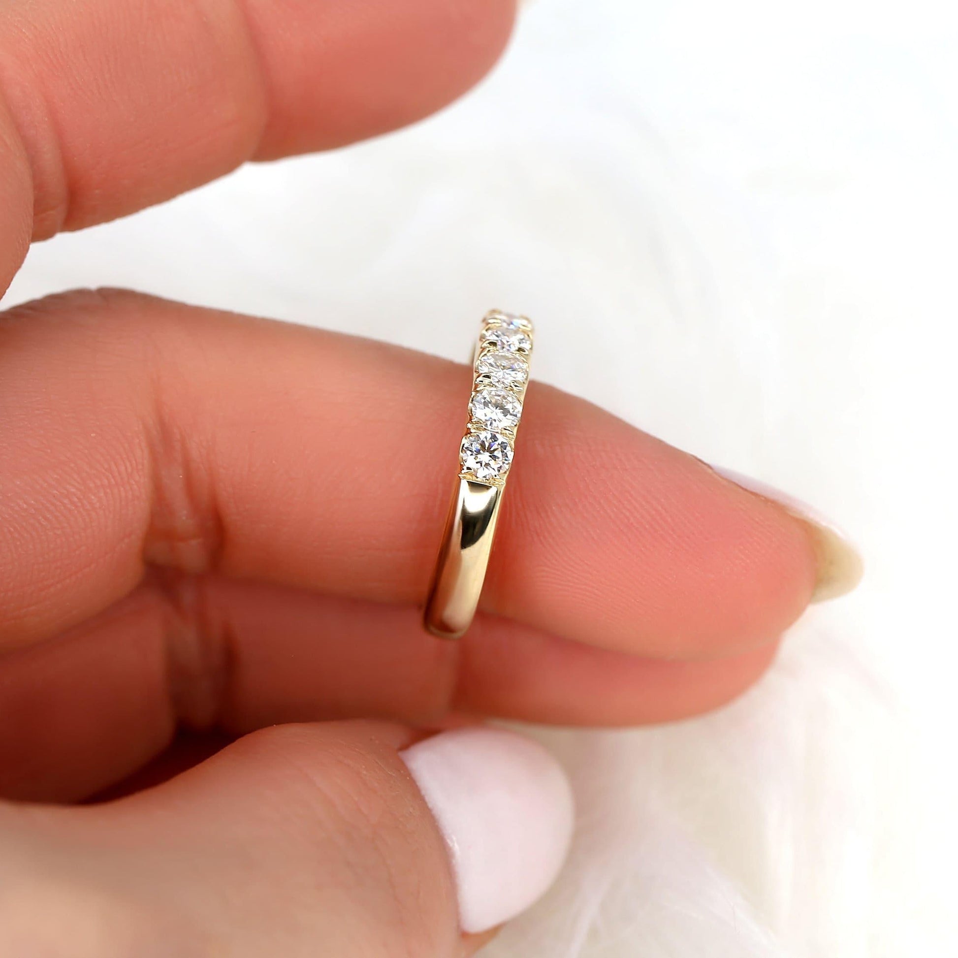 1.17 TCW Oval Half Eternity Moissanite Wedding Band