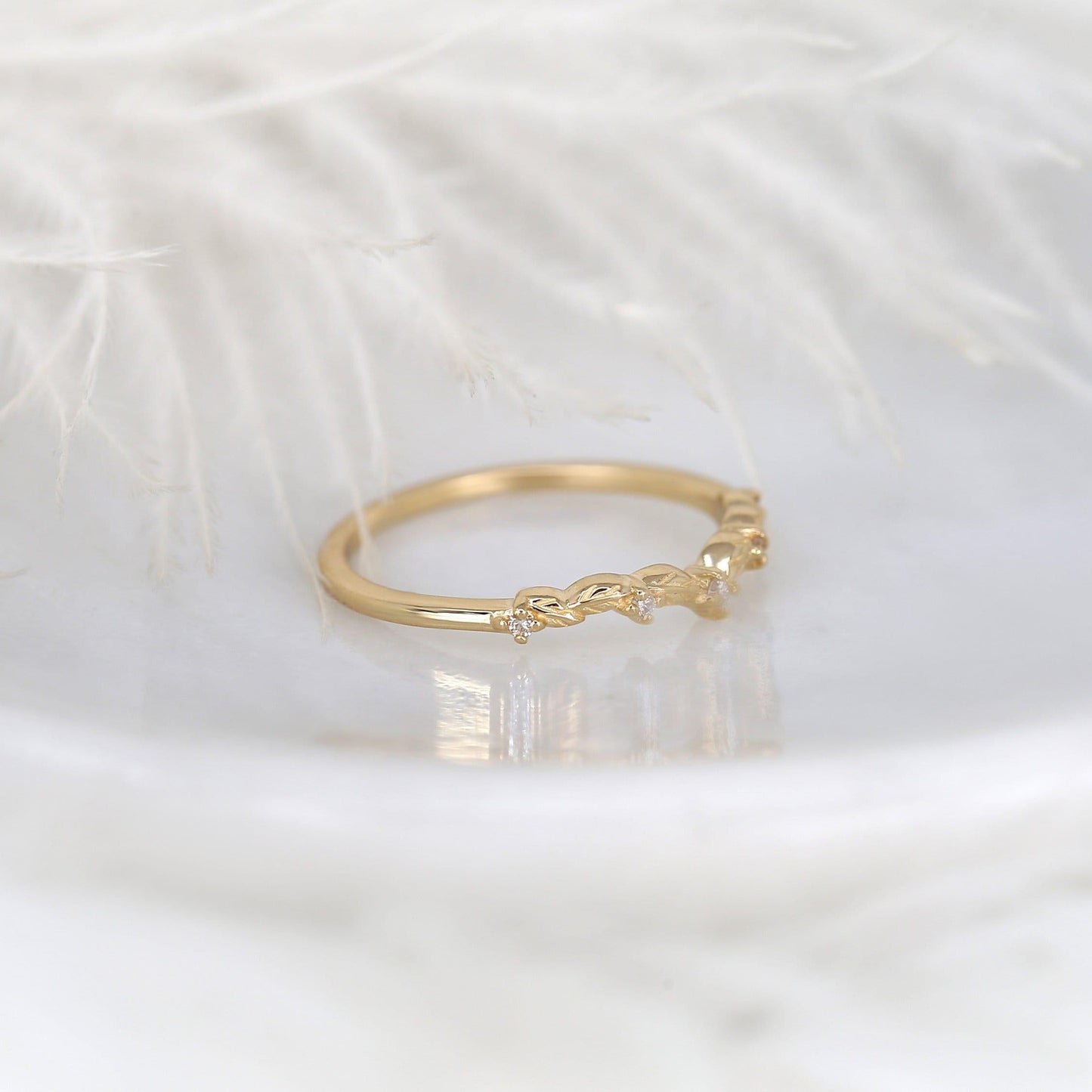 0.07 TCW Round Twig Style Moissanite Wedding Band