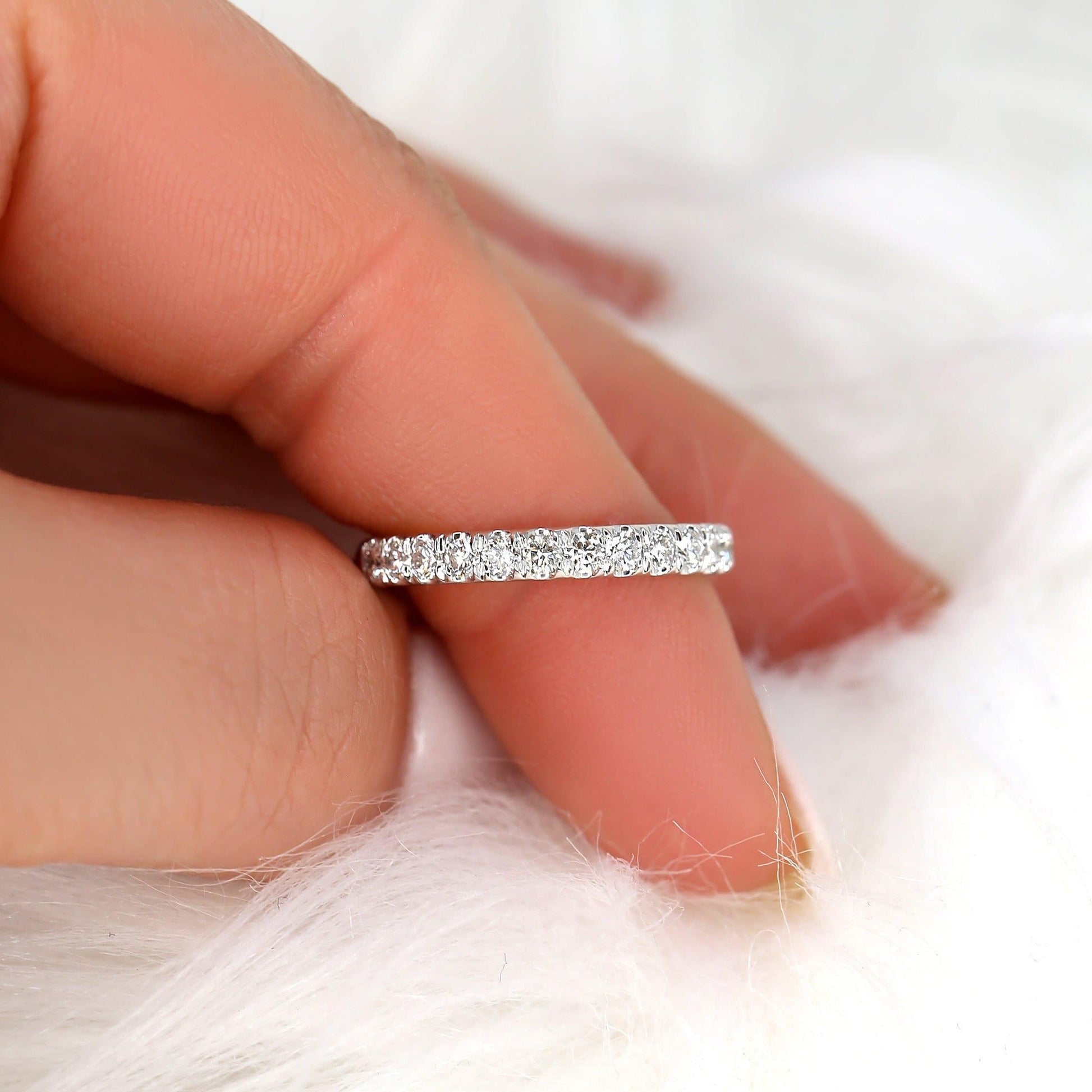 0.6 TCW Round Half Eternity Moissanite Wedding Band