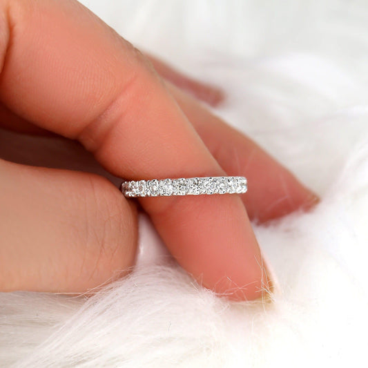 0.6 TCW Round Half Eternity Moissanite Wedding Band