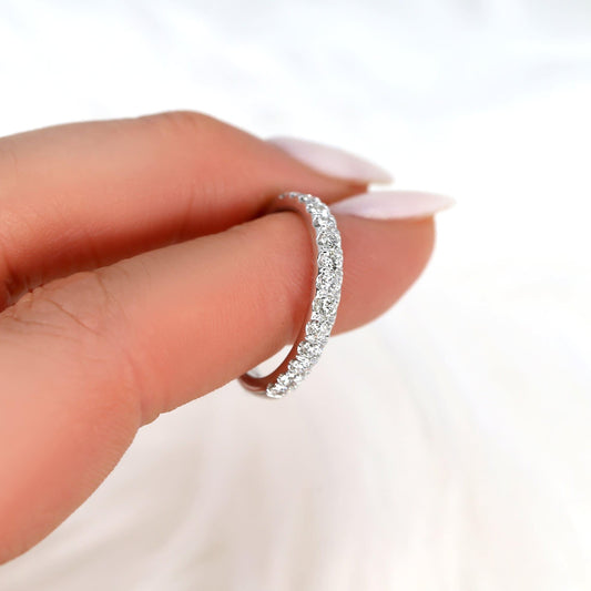 0.6 TCW Round Half Eternity Moissanite Wedding Band