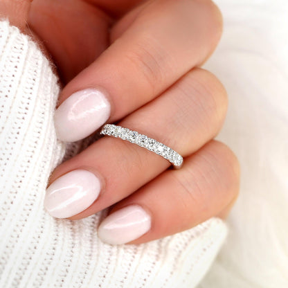 0.6 TCW Round Half Eternity Moissanite Wedding Band