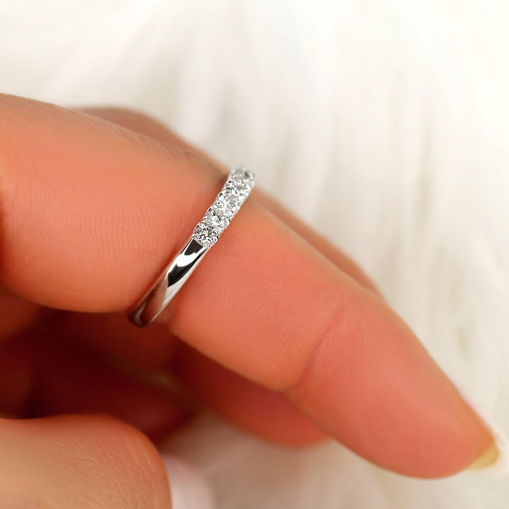 0.6 TCW Round Half Eternity Moissanite Wedding Band