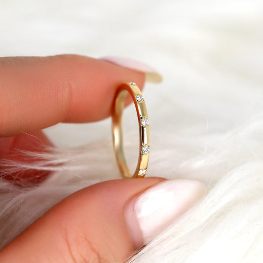 0.11 TCW Round Flush Setting Moissanite Wedding Band