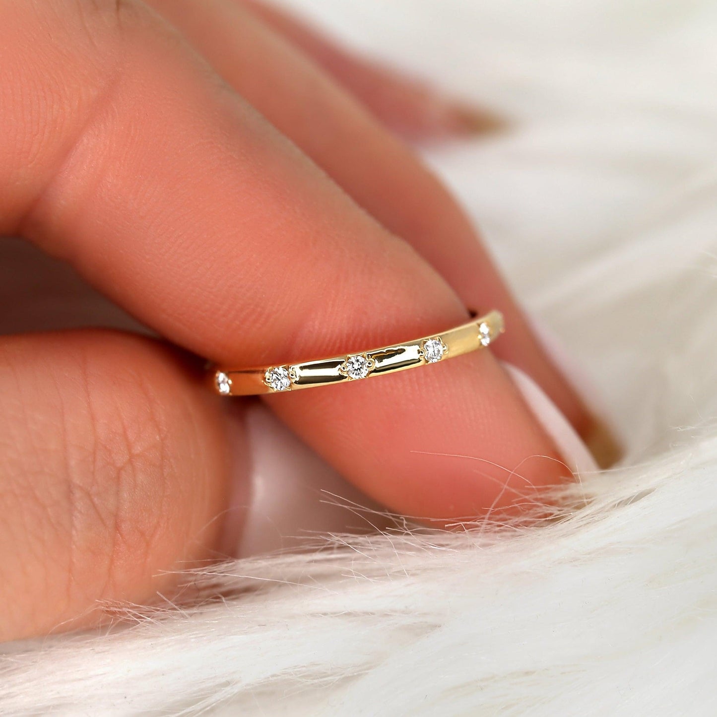 0.11 TCW Round Flush Setting Moissanite Wedding Band