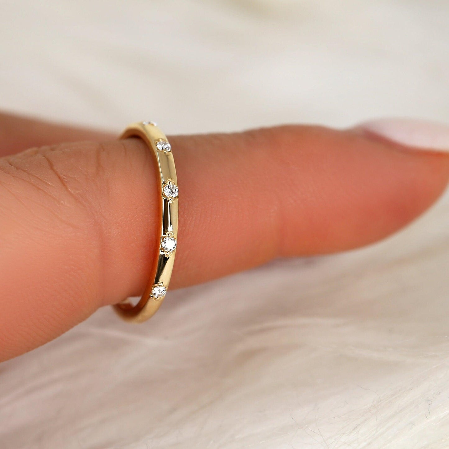 0.11 TCW Round Flush Setting Moissanite Wedding Band