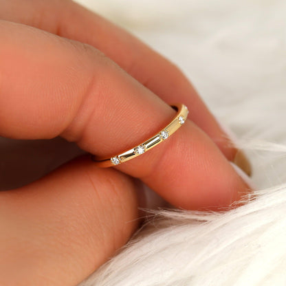 0.11 TCW Round Flush Setting Moissanite Wedding Band