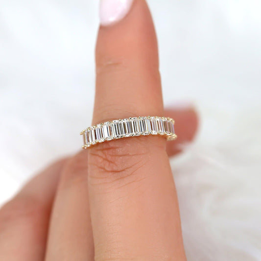 0.5 TCW Emerald Half Eternity Moissanite Wedding Band