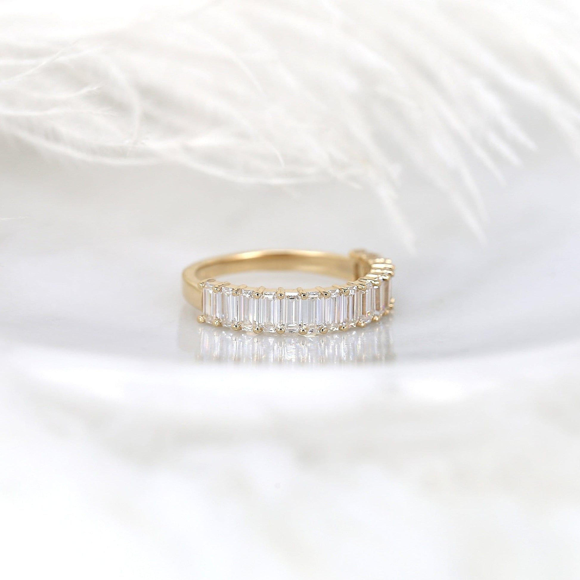 0.5 TCW Emerald Half Eternity Moissanite Wedding Band
