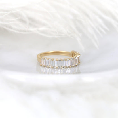 0.5 TCW Emerald Half Eternity Moissanite Wedding Band