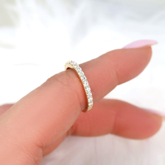 0.48 TCW Round Half Eternity Moissanite Wedding Band