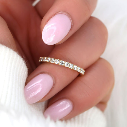 0.48 TCW Round Half Eternity Moissanite Wedding Band
