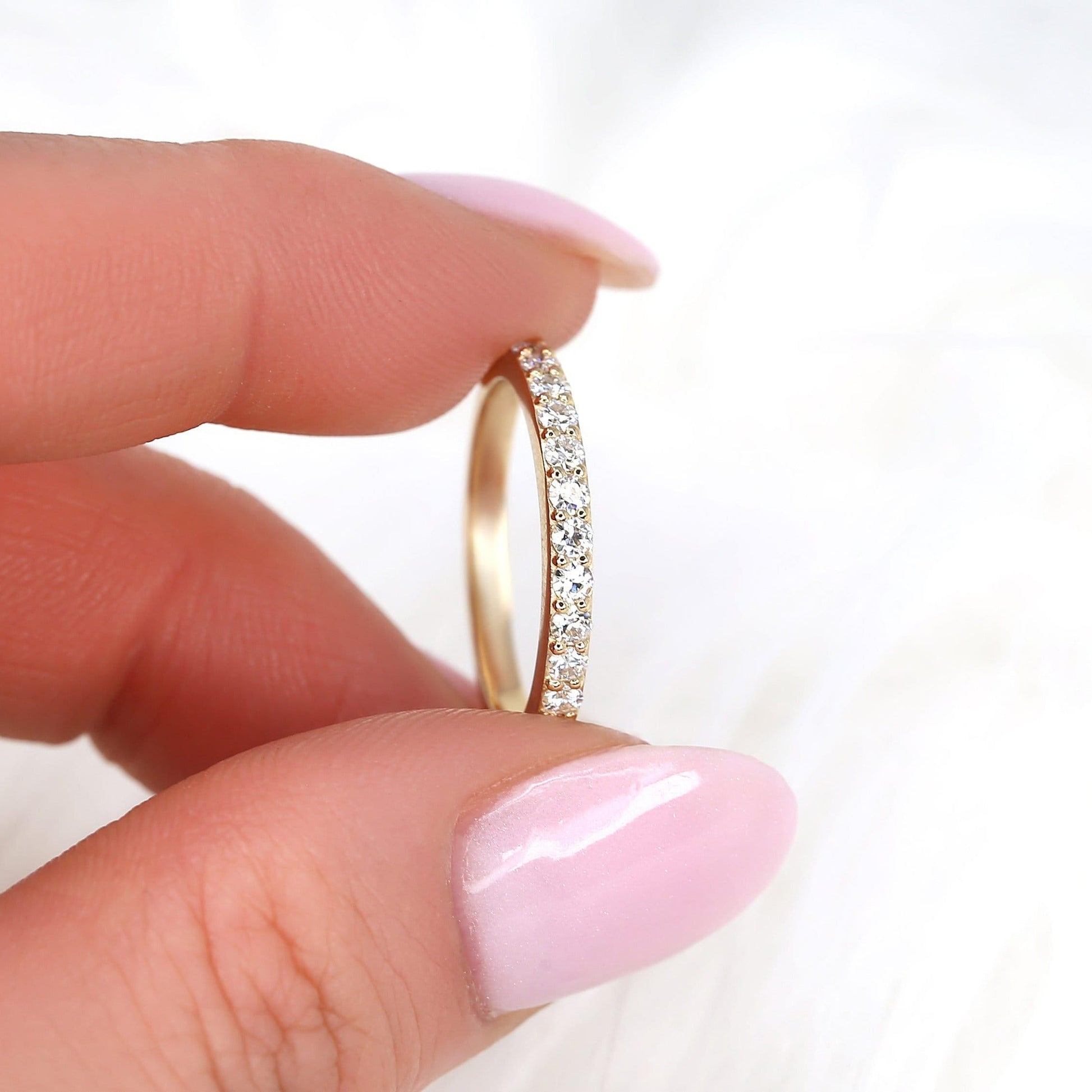 0.48 TCW Round Half Eternity Moissanite Wedding Band