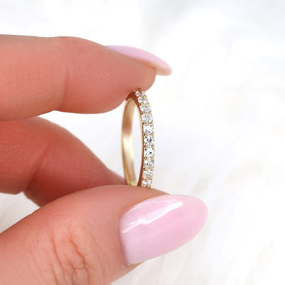 0.48 TCW Round Half Eternity Moissanite Wedding Band
