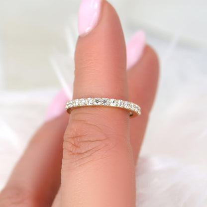 0.48 TCW Round Half Eternity Moissanite Wedding Band