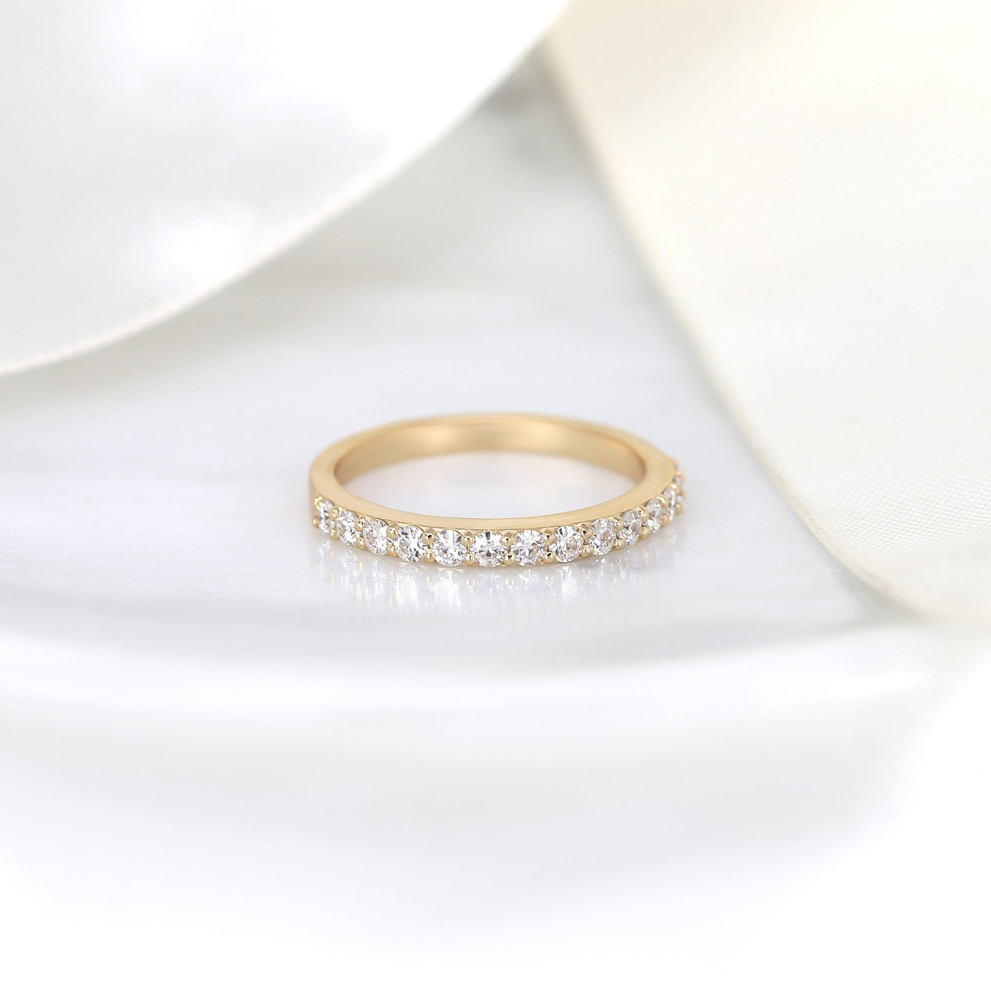0.48 TCW Round Half Eternity Moissanite Wedding Band