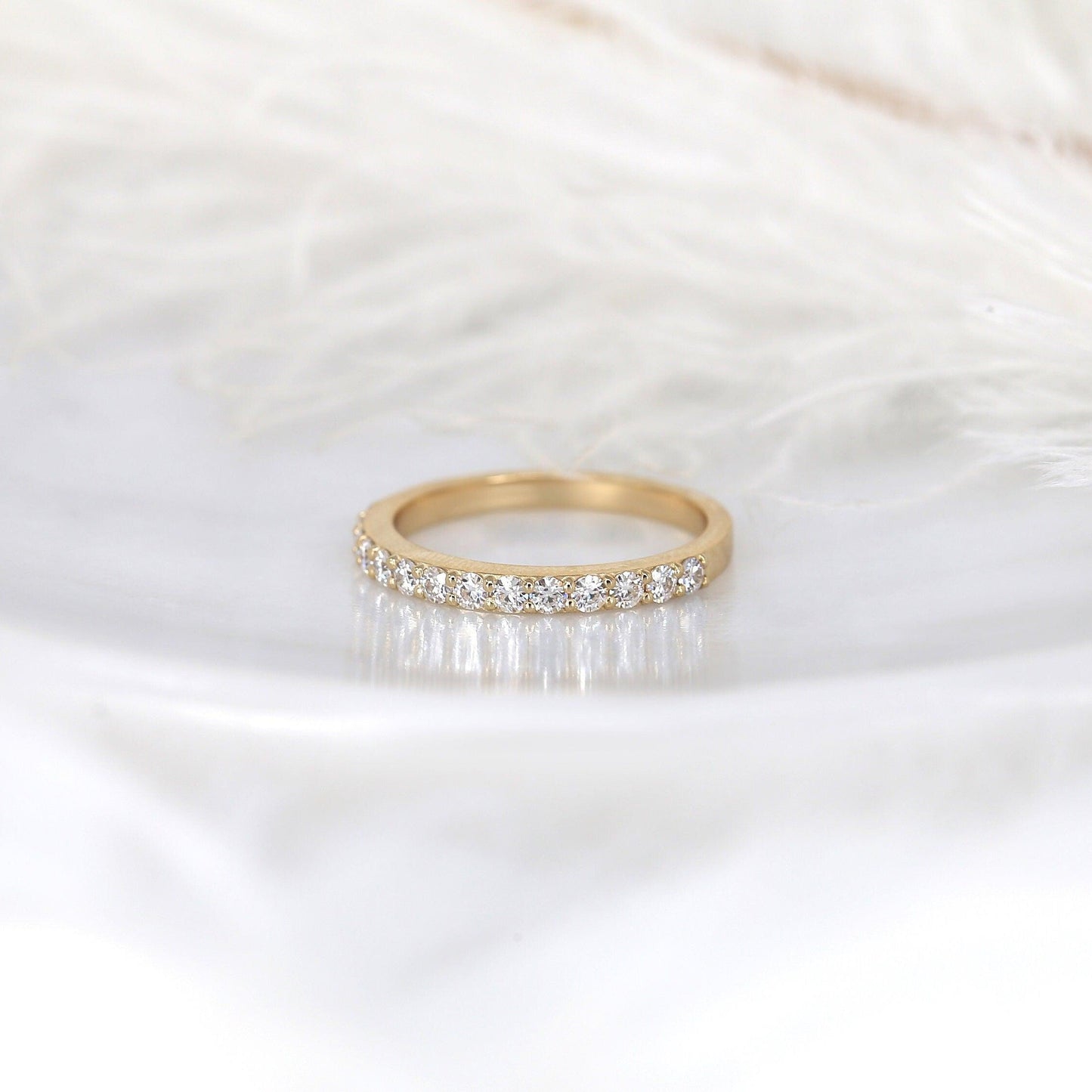0.48 TCW Round Half Eternity Moissanite Wedding Band