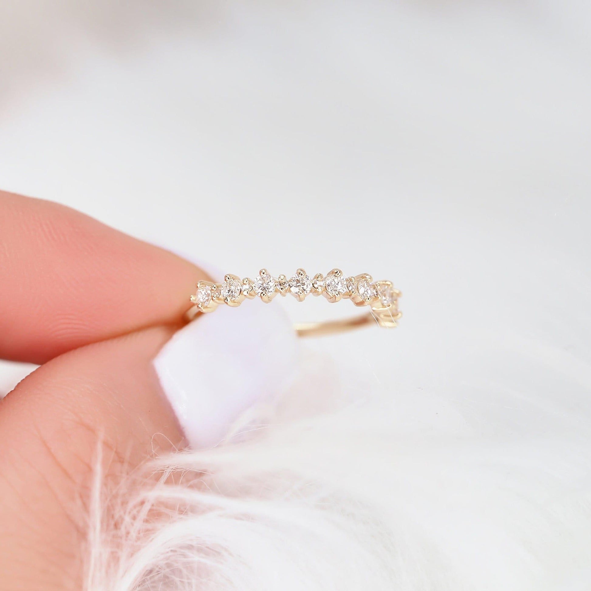 0.35 TCW Round Half Eternity Moissanite Wedding Band