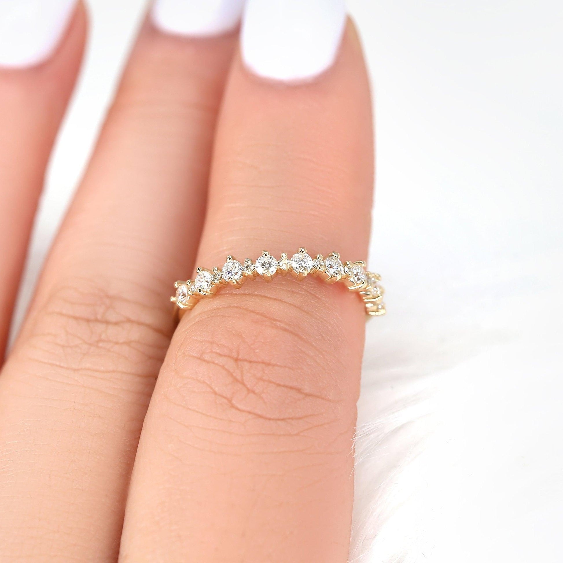 0.35 TCW Round Half Eternity Moissanite Wedding Band