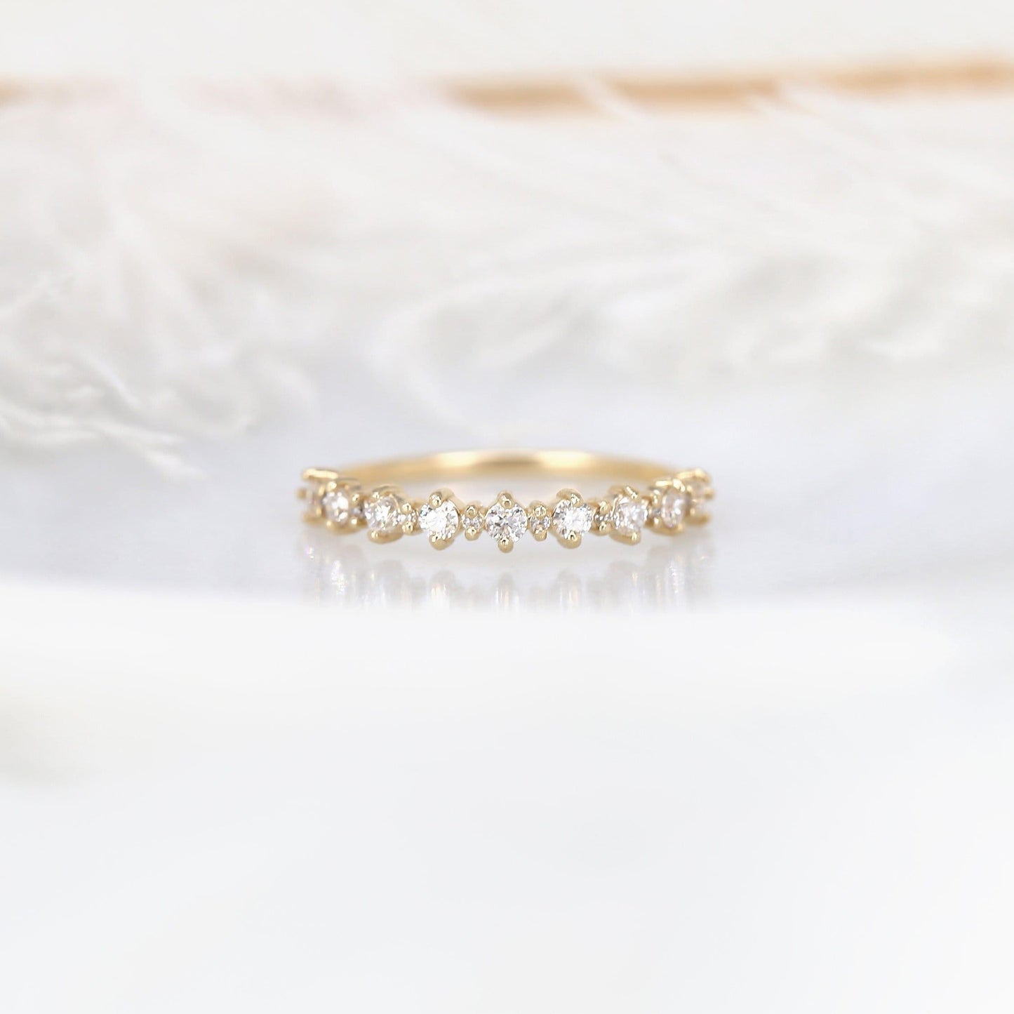 0.35 TCW Round Half Eternity Moissanite Wedding Band