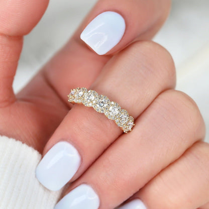 0.35 TCW Round Half Eternity Moissanite Wedding Band