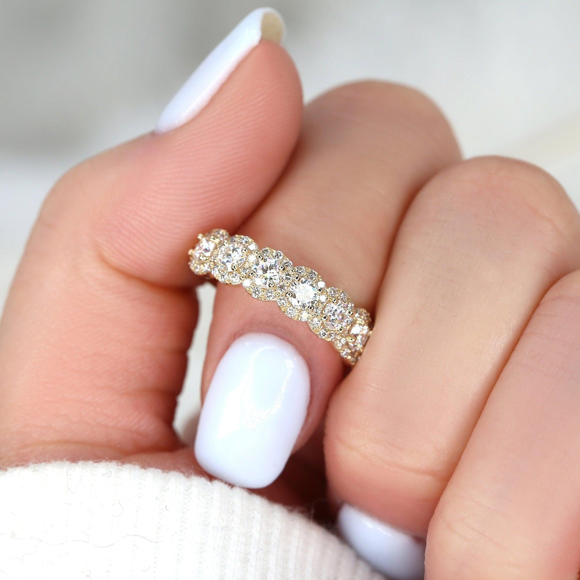 0.35 TCW Round Half Eternity Moissanite Wedding Band