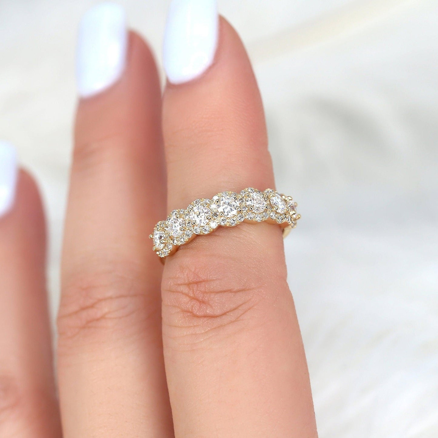 0.35 TCW Round Half Eternity Moissanite Wedding Band