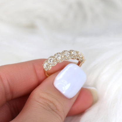 0.35 TCW Round Half Eternity Moissanite Wedding Band