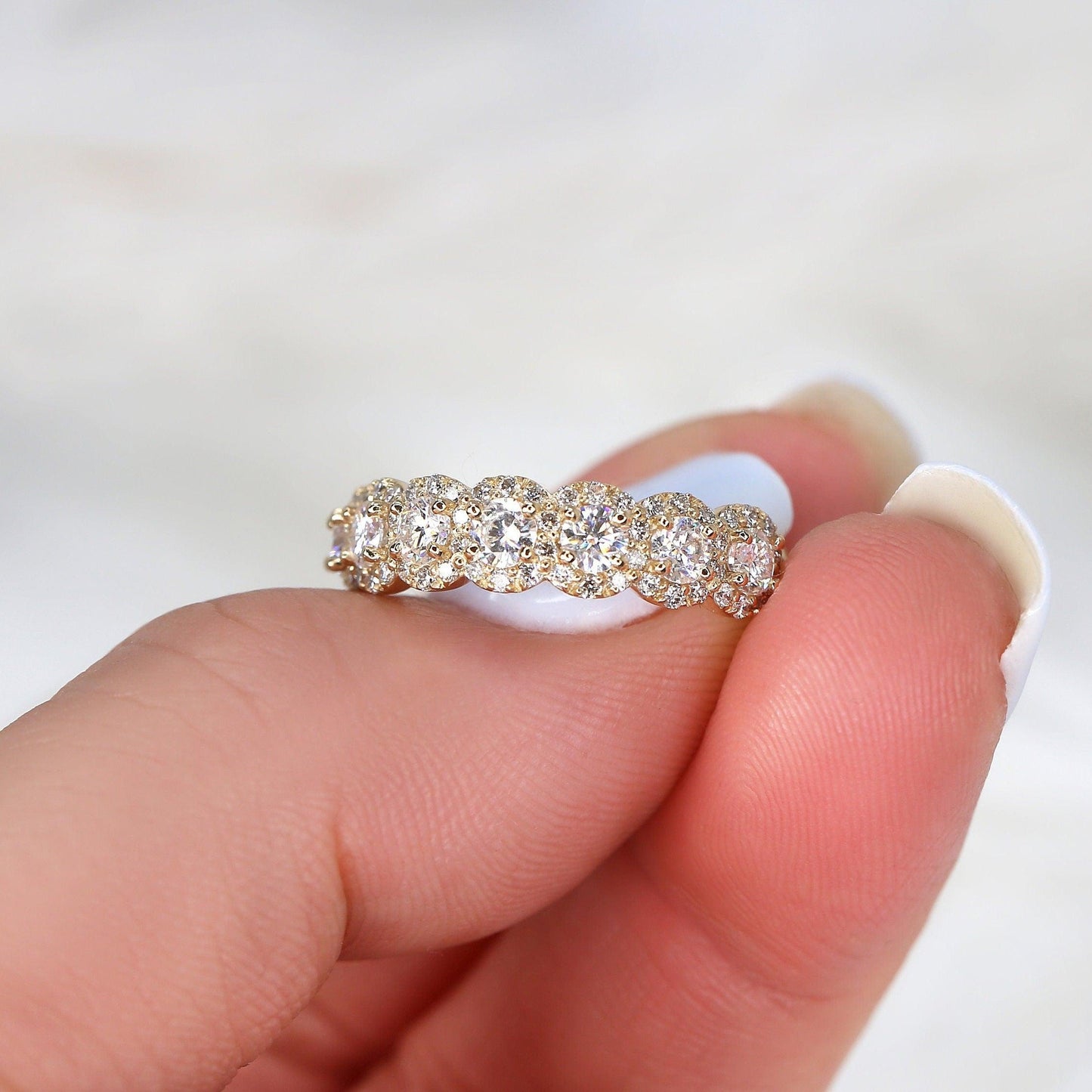0.35 TCW Round Half Eternity Moissanite Wedding Band