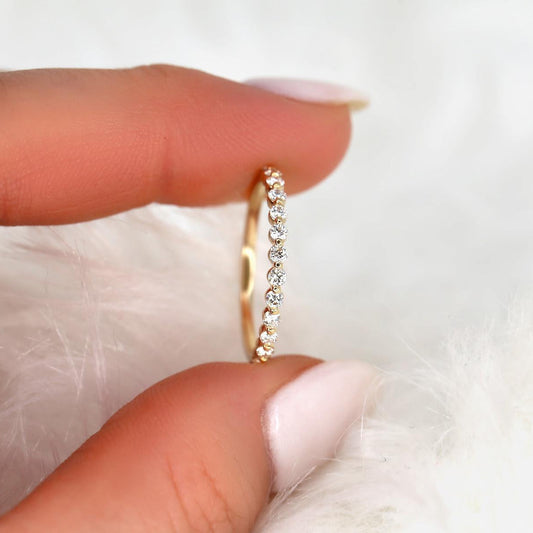 0.35 TCW Round Half Eternity Moissanite Wedding Band