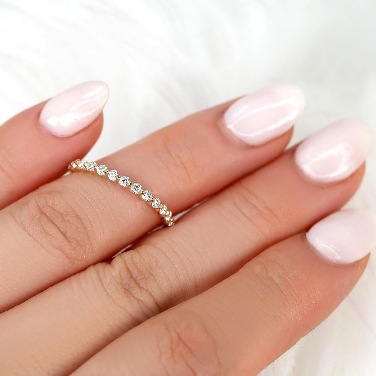 0.35 TCW Round Half Eternity Moissanite Wedding Band