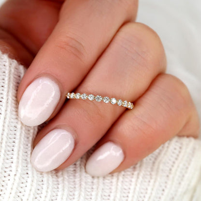 0.35 TCW Round Half Eternity Moissanite Wedding Band
