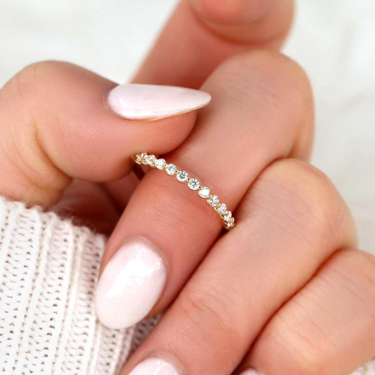 0.35 TCW Round Half Eternity Moissanite Wedding Band