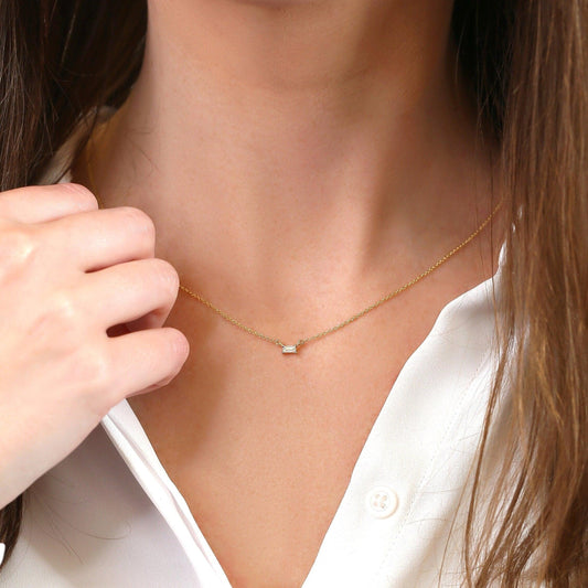 0.3 CT Baguette Moissanite Solitaire Necklace