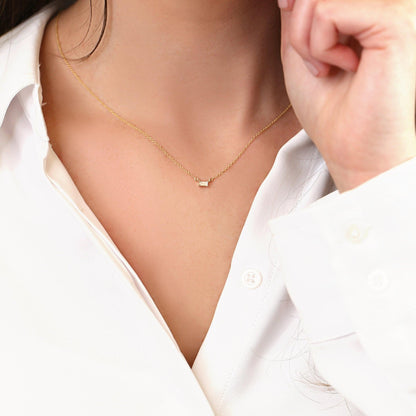 0.3 CT Baguette Moissanite Solitaire Necklace