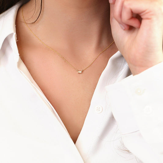 0.3 CT Baguette Moissanite Solitaire Necklace