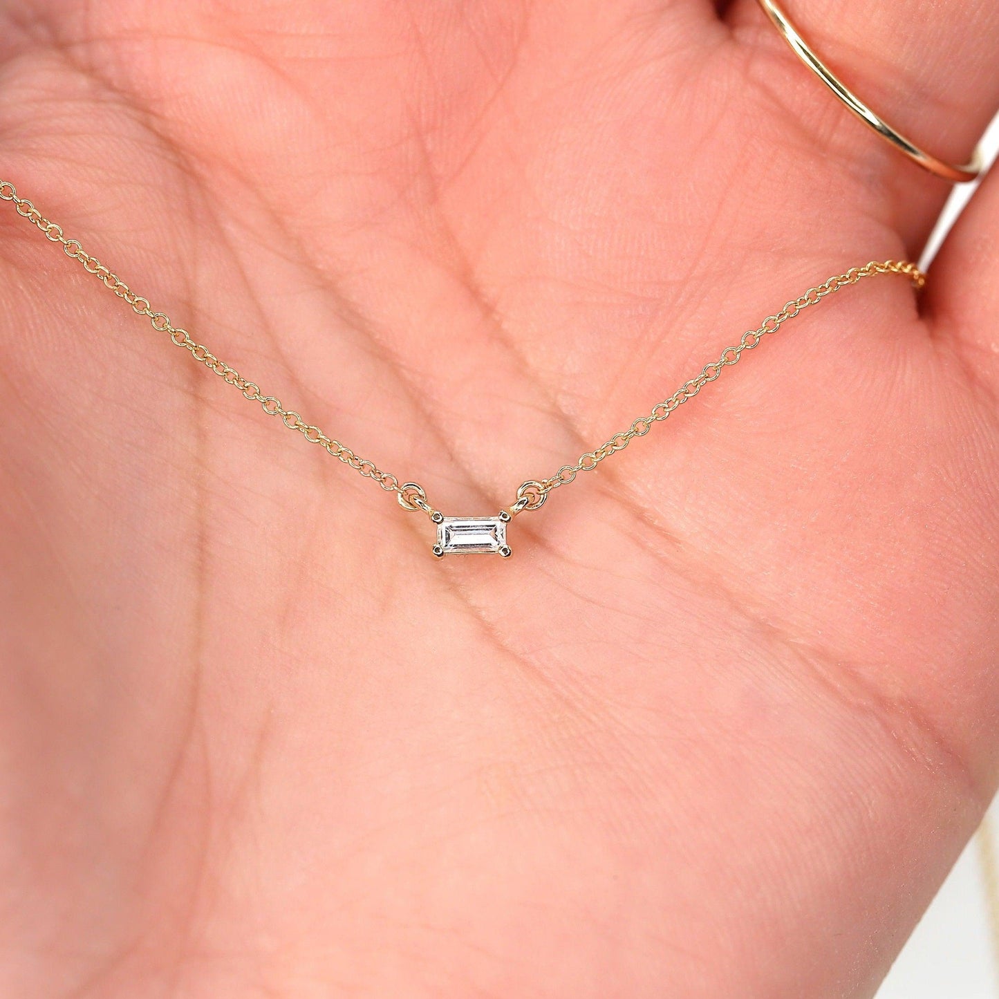 0.3 CT Baguette Moissanite Solitaire Necklace