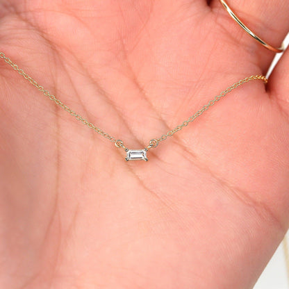 0.3 CT Baguette Moissanite Solitaire Necklace