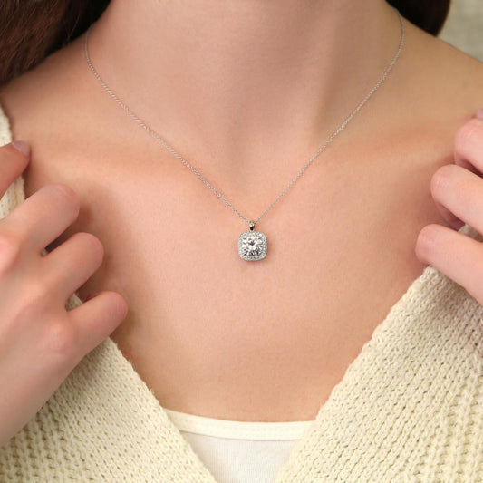 2.3 TCW Cushion Moissanite Pendant Necklace