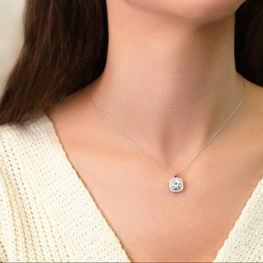 2.3 TCW Cushion Moissanite Pendant Necklace
