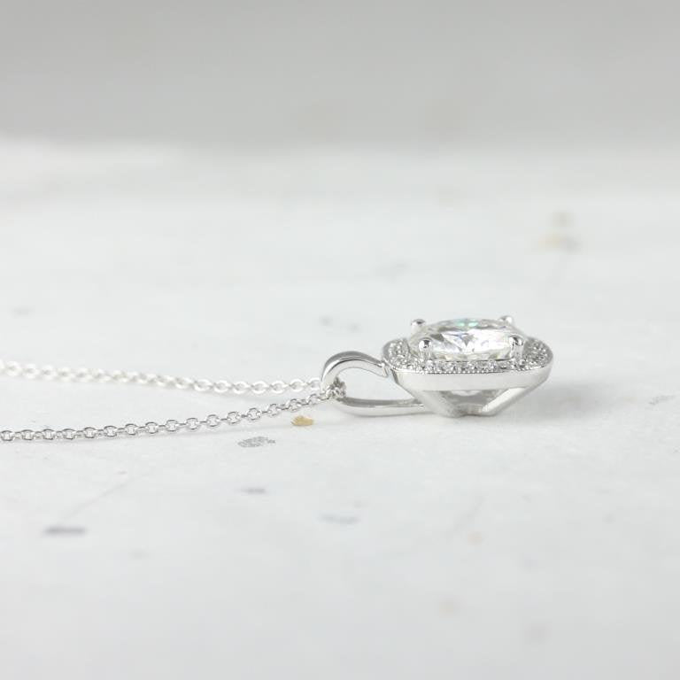 2.3 TCW Cushion Moissanite Pendant Necklace