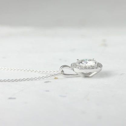 2.3 TCW Cushion Moissanite Pendant Necklace